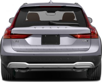 Rear view with tail lights and rear window of a modern station wagon.