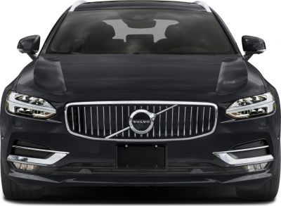 Front view showing Volvo V90 grille and LED headlights