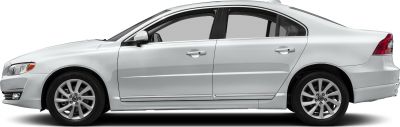 Side profile of a sleek mid-size luxury sedan with alloy wheels.
