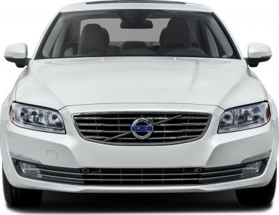 White luxury sedan front with grille and headlights