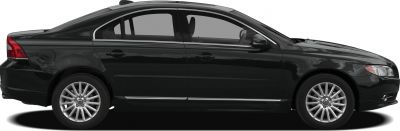 Side profile of sedan with alloy wheels and chrome trim