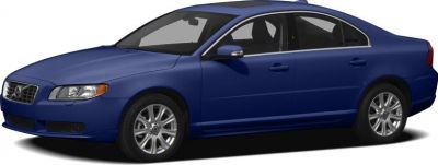 Blue sedan with sleek side profile and alloy wheels
