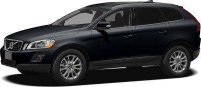 Front side view of black SUV with alloy wheels and tinted windows