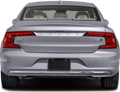 Rear view of a sedan with distinctive taillights and dual exhaust pipes