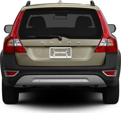 Rear view with vertical taillights, rear windshield wiper, and model badge.
