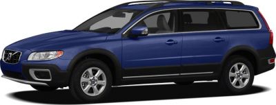 Side profile of blue station wagon with roof rails and alloy wheels