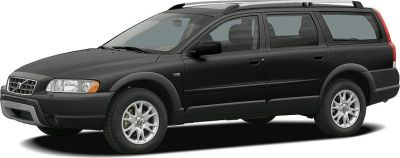 Black station wagon with roof rails and alloy wheels side view