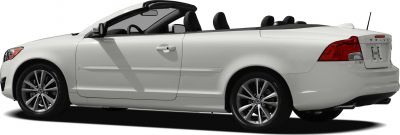 White convertible car side profile showing two-door design and alloy wheels
