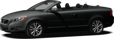 Convertible coupe with alloy wheels and open roof side profile