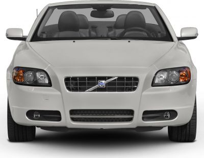 Front view of convertible with distinctive grille and headlight design