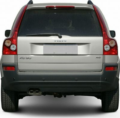 Rear view of an SUV with taillights and AWD badge