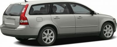 Side profile of a Volvo V50 wagon with distinct rear lights and alloy wheels
