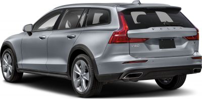 Silver wagon rear side view with distinctive taillights and rugged wheel arches