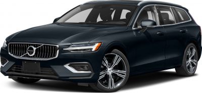 front grille, sleek headlights, alloy wheels, side profile of dark station wagon