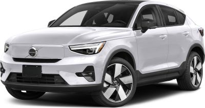 Modern electric SUV front with LED headlights and distinctive alloy wheels