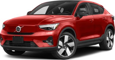 Front view of electric SUV with LED headlights and aerodynamic design