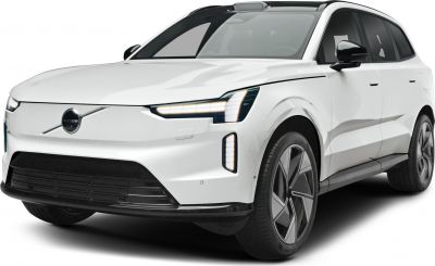 Front view with distinctive LED headlights and aerodynamic wheels
