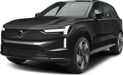Front view of electric SUV with LED headlights and aerodynamic styling