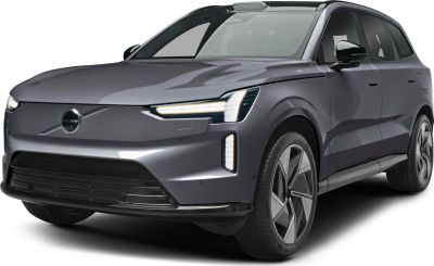 Modern electric SUV front with LED headlights and sleek aerodynamic design