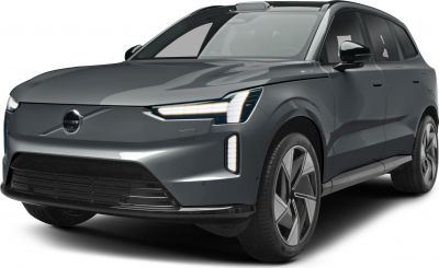 Front profile of electric SUV with LED headlights and modern design