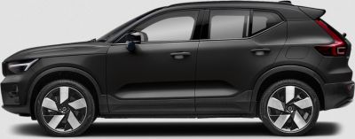 Side view of a sleek, black electric SUV with distinctive alloy wheels.