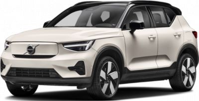Front 3/4 angle of a modern compact electric SUV with distinctive aerodynamic styling