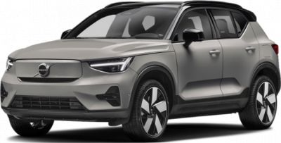 Sleek electric SUV front and side view with LED headlights and aerodynamic design