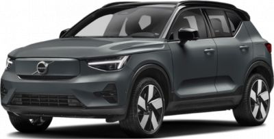 Front and side view of a sleek electric SUV with LED headlights and aerodynamic design