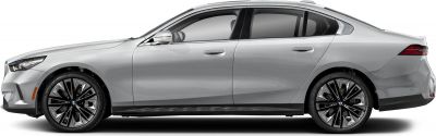 Side view of a modern sedan with sharp lines and detailed dual-tone alloy wheels.