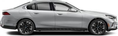 Silver luxury sedan with black dual-spoke alloy wheels