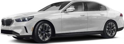 White luxury sedan with LED headlights and alloy wheels in side-front view