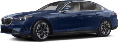 Dark blue luxury sedan with LED headlights and distinct alloy wheels