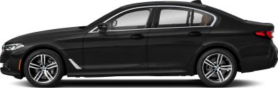 Side profile of a sedan with alloy wheels and chrome window trims