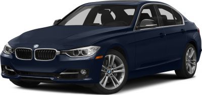 Front-side view of a modern luxury sedan with distinctive headlights and alloy wheels.