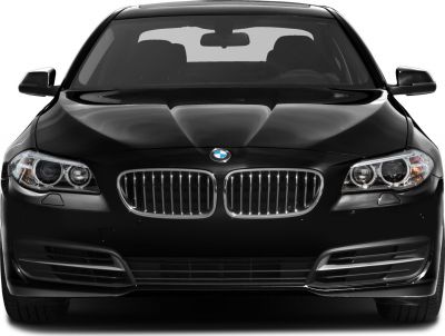 Front view with kidney grille and headlights