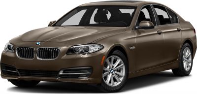 Front and side view of luxury sedan with distinct headlights and kidney grille