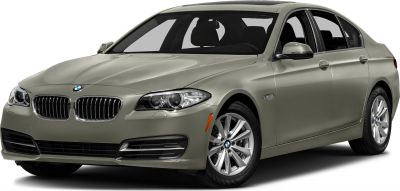 Front view of luxury sedan with kidney grille and headlights