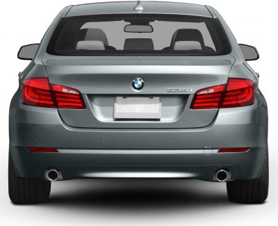 Rear view with tail lights and dual exhausts
