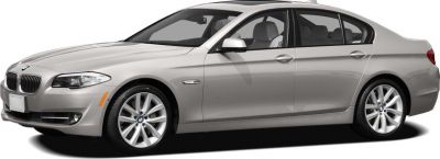 Side profile of a sleek luxury sedan with alloy wheels and detailed exterior.