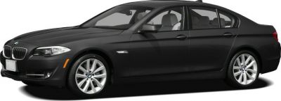 Black BMW 5 Series Sedan side profile with alloy wheels