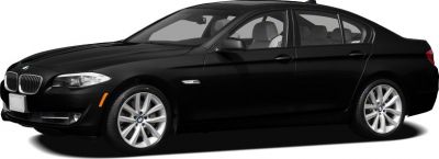 Black luxury sedan side profile with alloy wheels and smooth design