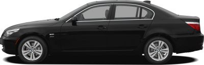 Side profile of a sleek four-door sedan with alloy wheels.