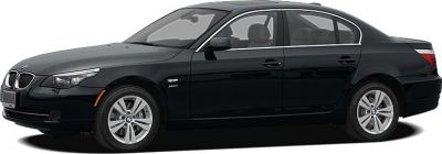 Black 2007 BMW 5 Series sedan side profile with alloy wheels