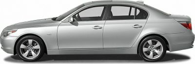 Side profile of a sleek executive sedan with alloy wheels
