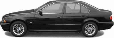 Side profile of black 2000 sedan with alloy wheels