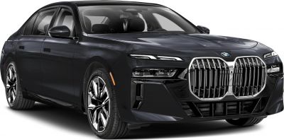 Large kidney grille and slim LED headlights on luxury sedan front.