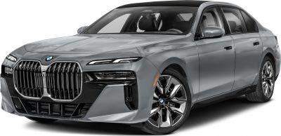 Large kidney grille with split LED headlights on modern luxury sedan