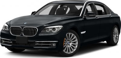 Luxury sedan front-side view with signature kidney grille and elegant headlights