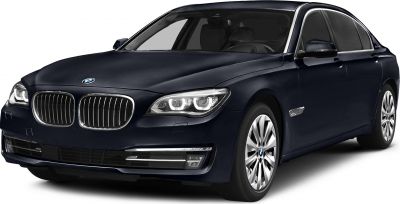 Luxury sedan front with kidney grille and LED headlights