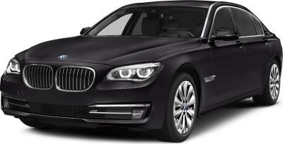 luxury sedan front grille and LED headlights